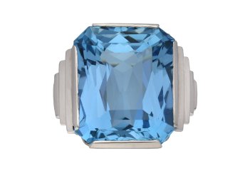 Art Deco solitaire aquamarine ring berganza hatton garden