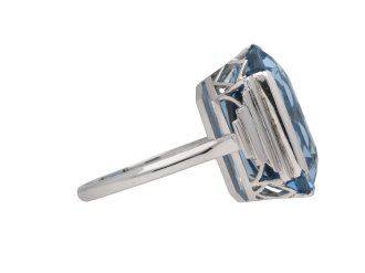 Art Deco solitaire aquamarine ring, circa 1930.