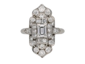 Art Deco diamond ring, American, circa 1925.