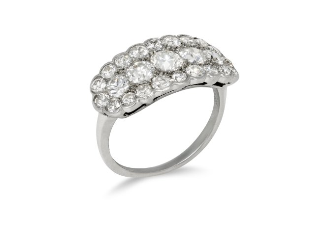 Old cut diamond cluster ring, circa 1915.