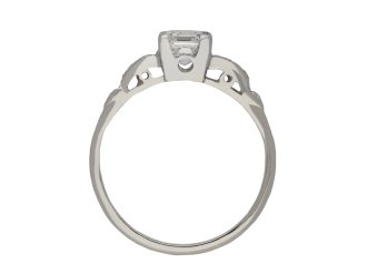 Asscher cut diamond flanked solitaire ring hatton garden