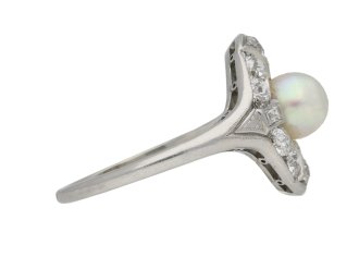 Natural pearl and diamond cluster ring berganza hatton garden