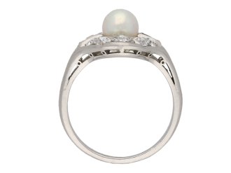 Natural pearl and diamond cluster ring berganza hatton garden