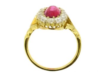 back view  Antique natural Burmese ruby and diamond ring, circa 1900. berganza hatton garden