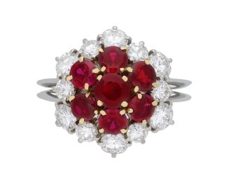 Boucheron ruby and diamond cluster ring, France, circa 1970. Hatton Garden