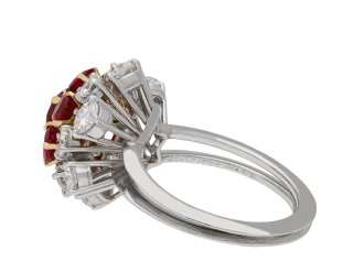 Boucheron ruby and diamond cluster ring, France, circa 1970. Hatton Garden