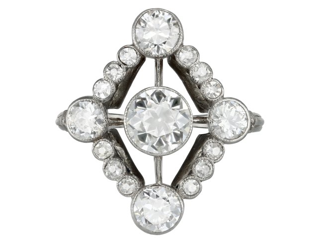 Diamond cluster ring, French, circa 1920.