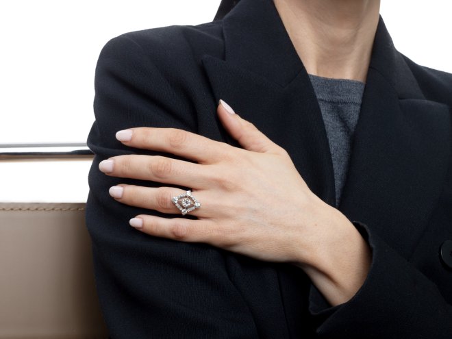 Diamond cluster ring, French, circa 1920.