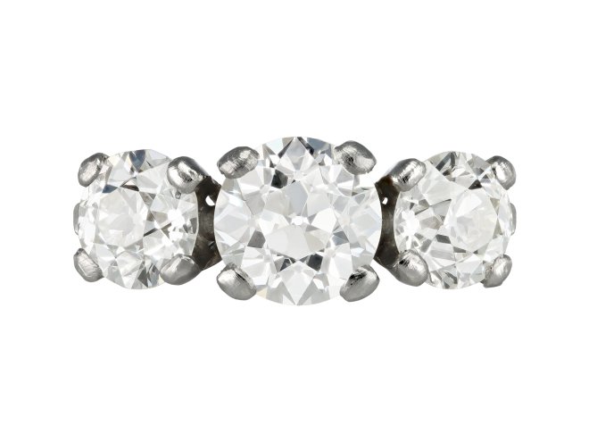 Jabel diamond three stone ring, American, circa 1920.