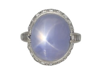 Art Deco star sapphire and diamond coronet cluster ring, American, circa 1930.