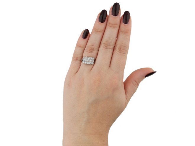 Edwardian three row diamond ring berganza hatton garden
