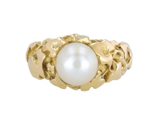 Wiese solitaire natural pearl ring berganza hatton garden