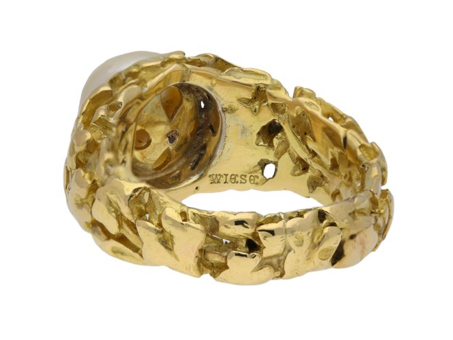 Wiese solitaire natural pearl ring berganza hatton garden