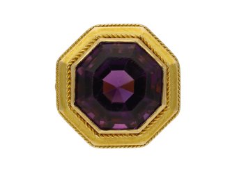 Solitaire amethyst ring, French, circa 1890.