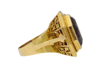 Solitaire amethyst ring, French, circa 1890.