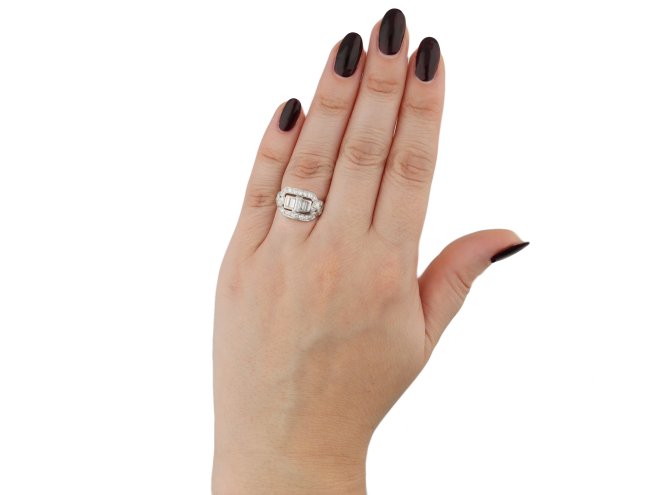 Baguette diamond cluster ring hatton garden