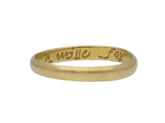 Gold posy ring, 'A mitte for a milleau' hatton garden