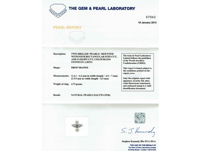 Two natural pearl and diamond ring 1920 Berganza Hatton Garden