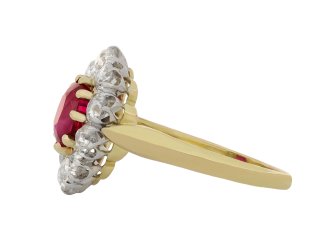 Antique Burmese ruby diamond coronet cluster ring hatton garden