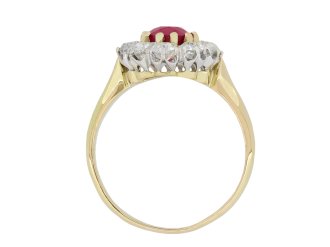 Antique Burmese ruby diamond coronet cluster ring hatton garden