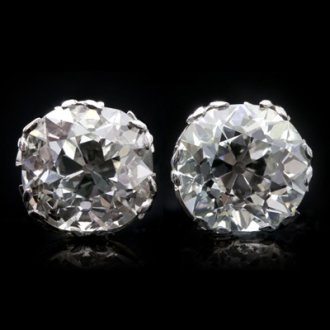Old mine cushion shape diamond earrings berganza hatton garden
