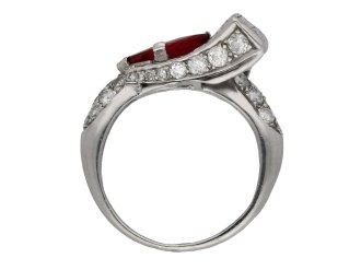 Art Deco ruby and diamond dress ring hatton garden berganza