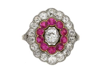 Edwardian diamond and ruby cluster ring berganza hatton garden