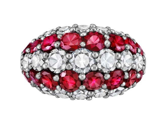 Cartier ruby and diamond ring, American, circa 1975.