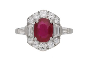 Art Deco Burmese ruby and diamond ring, circa 1935 hatton garden