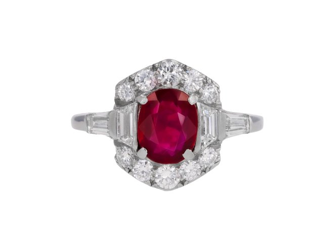 Art Deco Burmese ruby and diamond ring, circa 1935 hatton garden