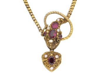 Antique garnet and pearl snake necklace berganza hatton garden