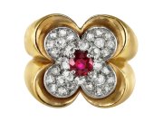 Van Cleef & Arpels ruby and diamond ring, French, circa 1945. 