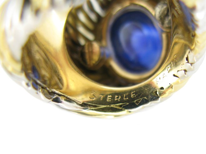 front vintage sapphire diamond Sterle ring hatton garden berganza
