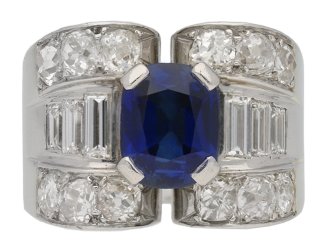 Mauboussin sapphire and diamond ring, French, circa 1947. 