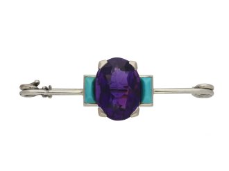 Cartier Art Deco amethyst turquoise brooch berganza hatton garden