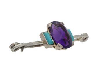 Cartier Art Deco amethyst turquoise brooch berganza hatton garden