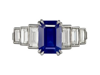 Kashmir sapphire and diamond ring, circa 1935.