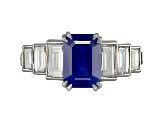 Kashmir sapphire and diamond ring, circa 1935.