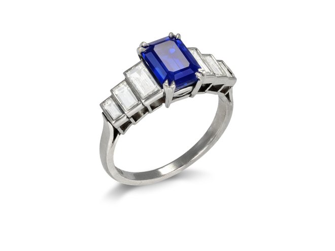 Kashmir sapphire and diamond ring, circa 1935.