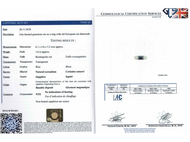 Art Deco sapphire diamond three stone ring berganza hatton garden