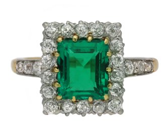 Colombian emerald and diamond cluster ring berganza hatton garden