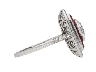Antique ruby and diamond cluster ring, berganza hatton garden