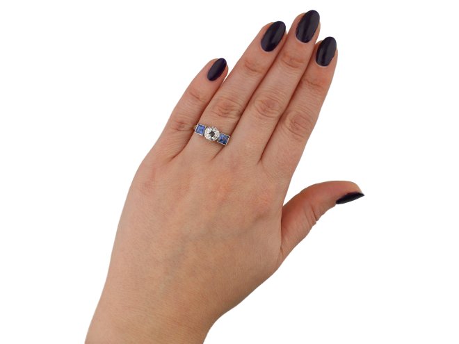 Art Deco diamond and sapphire ring berganza hatton garden