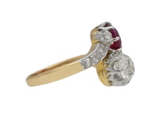 Ruby and diamond cross over ring berganza hatton garden