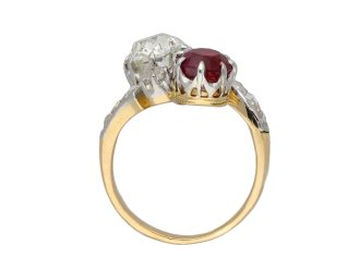 Ruby and diamond cross over ring berganza hatton garden