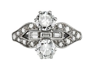 Art Deco two stone diamond cluster ring, circa 1935.