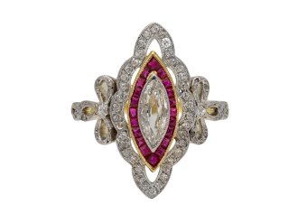 Belle Époque ruby and diamond cluster ring berganza hatton garden