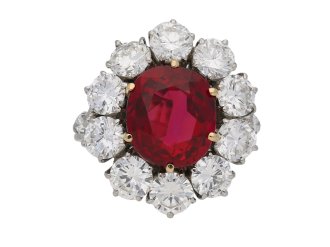 Vintage ruby diamond coronet cluster ring berganza hatton garden