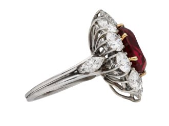 Vintage ruby diamond coronet cluster ring berganza hatton garden