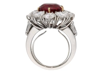 Vintage ruby diamond coronet cluster ring berganza hatton garden